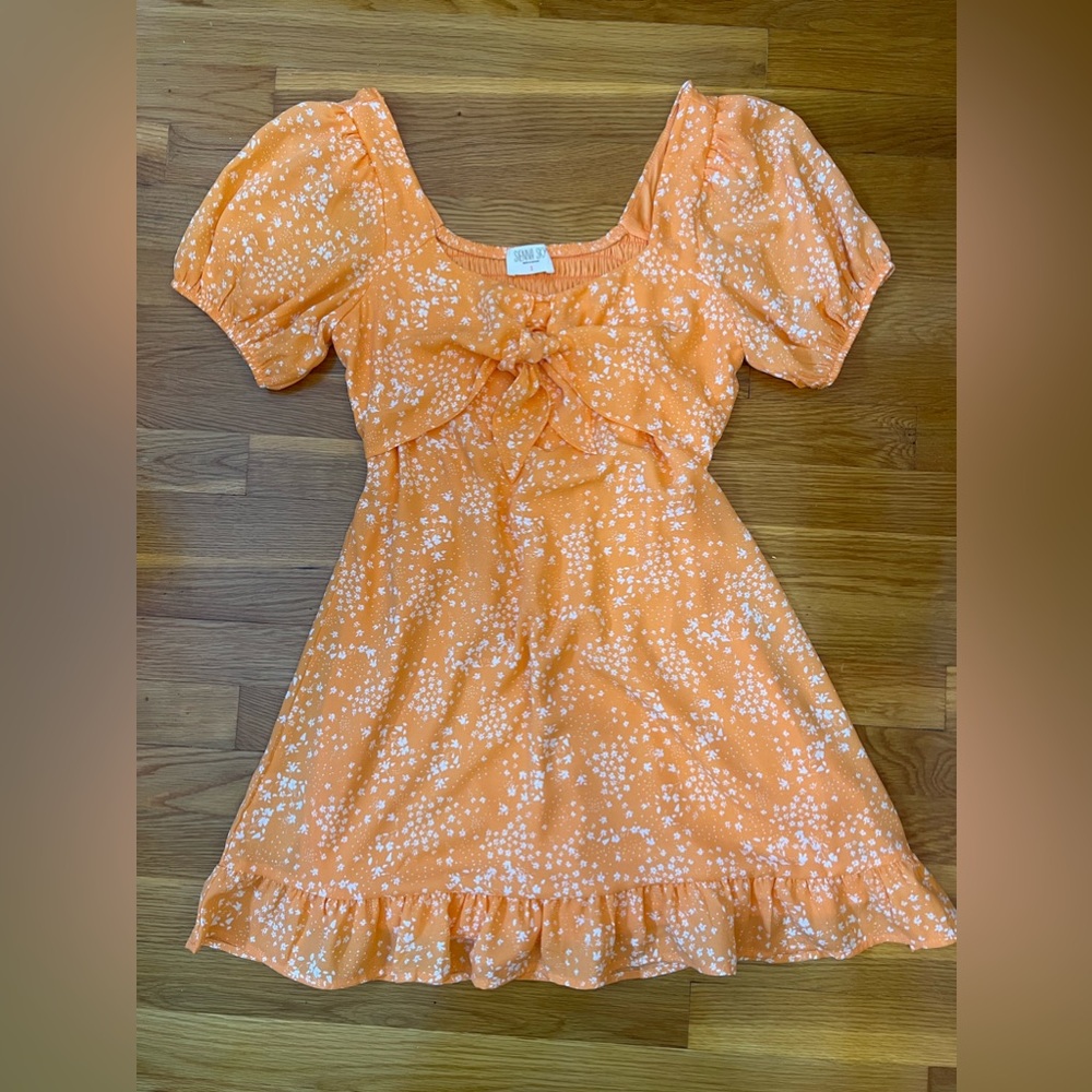 Orange with white flower sundress
